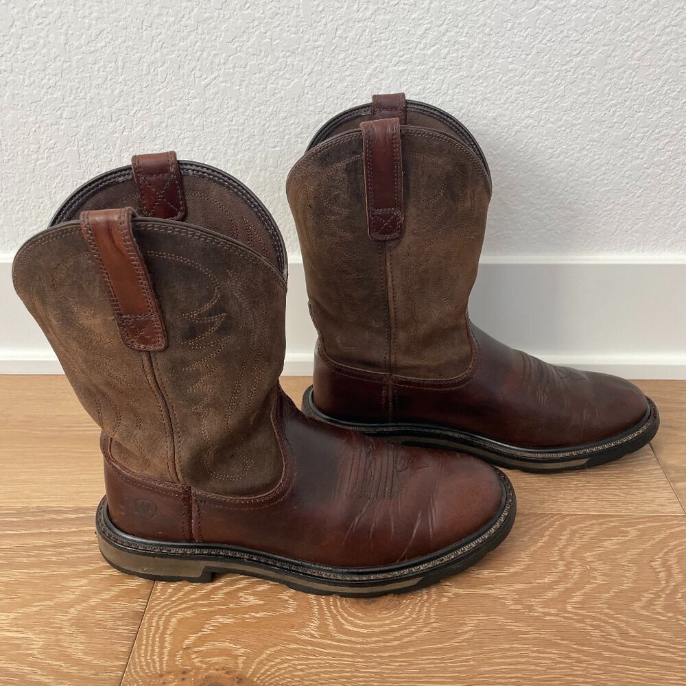 Ariat Cowboy Boots Men 9 Groundbreaker Work Distressed Brown Leather 10014238